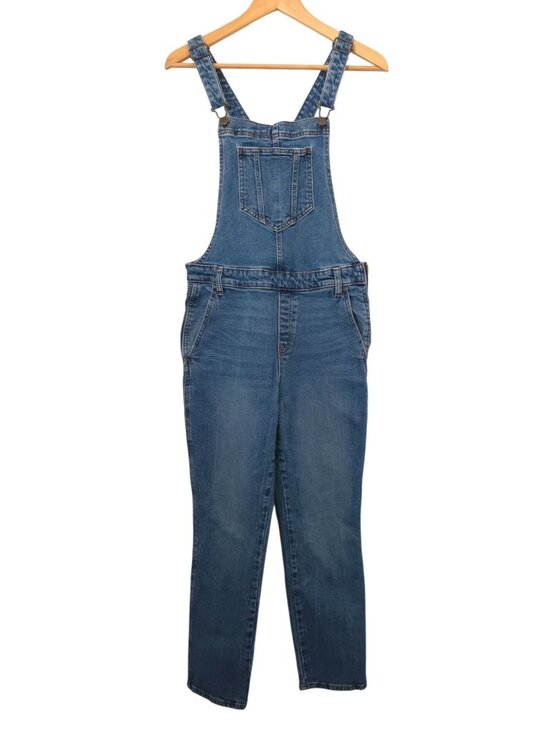 Old Navy Denim - Old Navy Blue Denim Bib Overall Jeans w/ Side Zipper Women's Sz 12